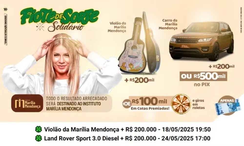 Cartaz de divulgação de sorteio do Instituto Marília Mendonça