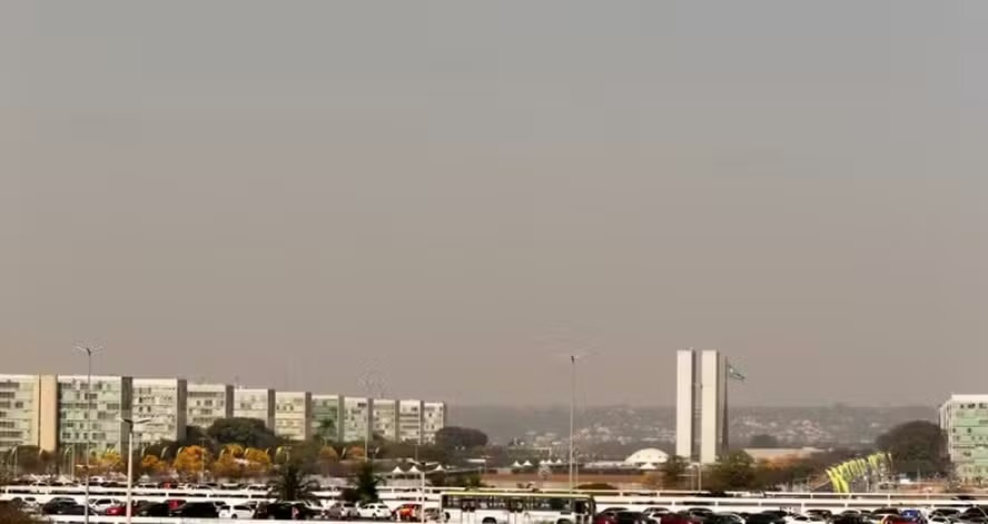A Esplanada dos Ministérios e o Congresso Nacional, em Brasília
