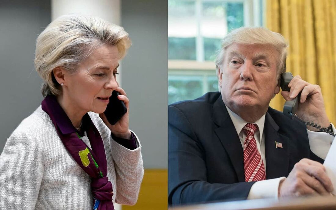 Presidente da Comissão Europeia, Ursula von der Leyen, e o presidente dos Estados Unidos, Donald Trump