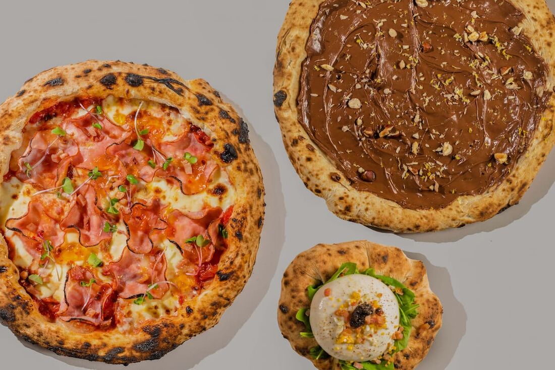 Pizzas carbonara, Nutella e Burrata