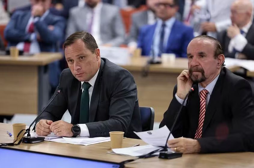 O tenente-coronel Mauro Cid, durante interrogatório no STF