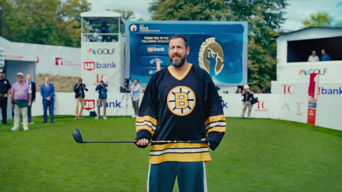 Adam Sandler em cena do novo filme da Netflix "Um maluco no golfe 2"