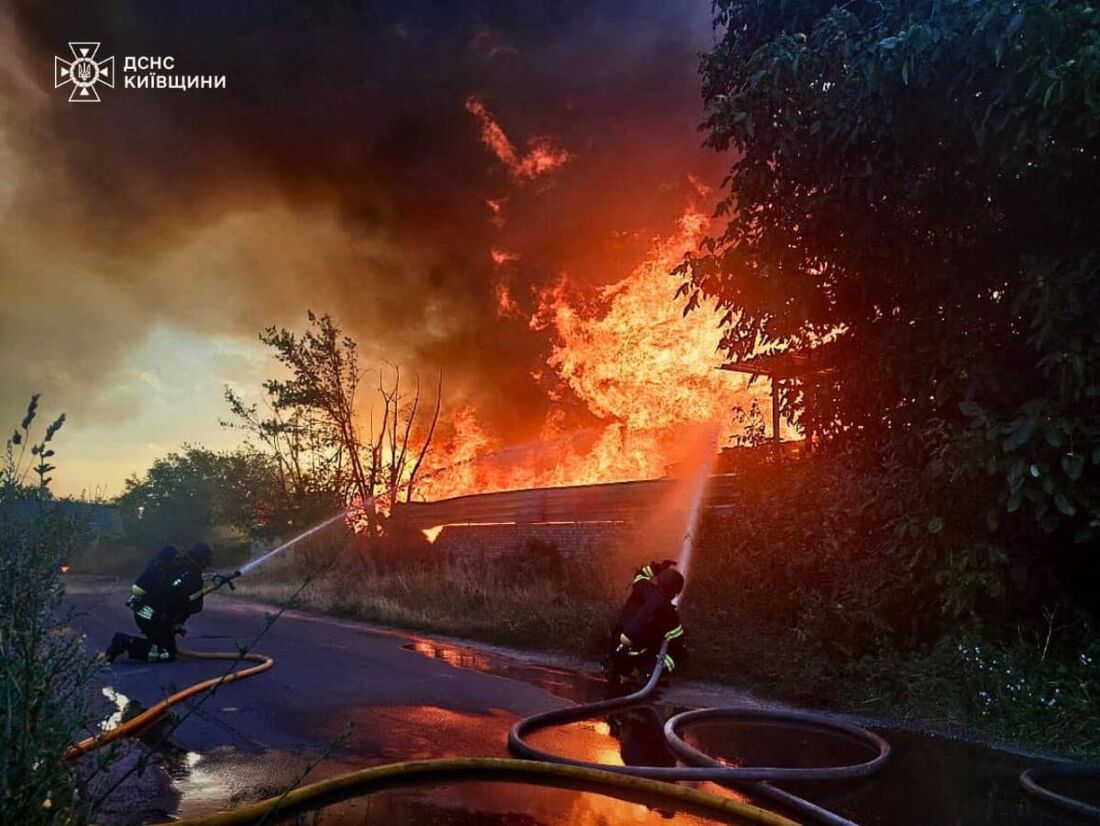 Incêndio após ataque russo à Ucrânia