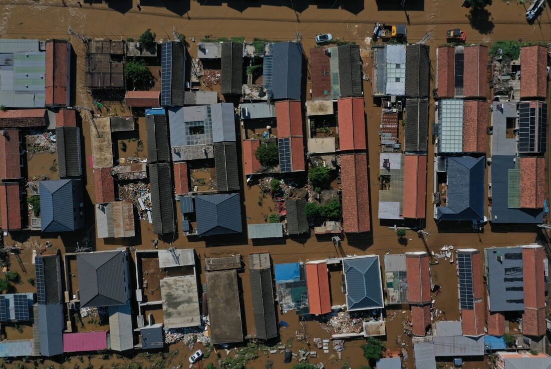 Vista aérea de ,Miyun  distrito chinês afetada pelas chuvas 