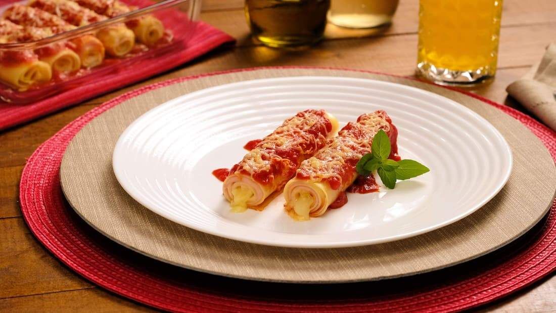 Canelone de presunto e queijo é pedida para dias mais frios