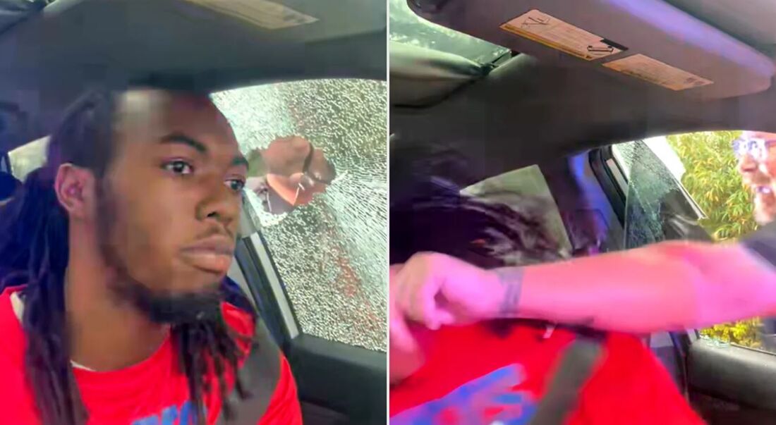 Vídeo gravado por McNeil com o celular mostra que um policial quebra sua janela e lhe dá um soco no rosto