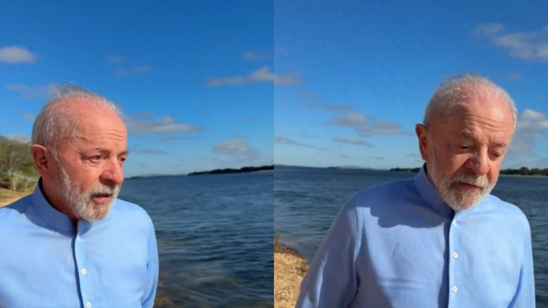 O presidente Luiz Inácio Lula da Silva em novo vídeo andando à beira do Rio São Francisco