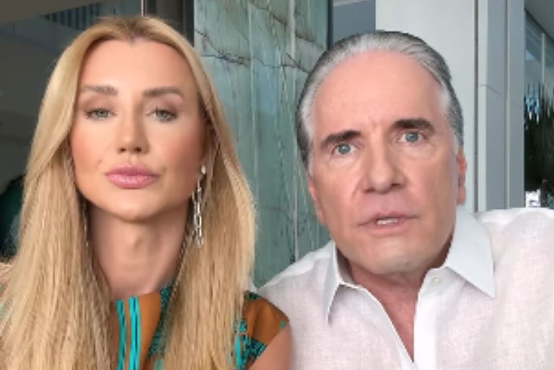 O empresário Roberto Justus e a influenciadora Ana Paula Siebert fazem pronunciamento 