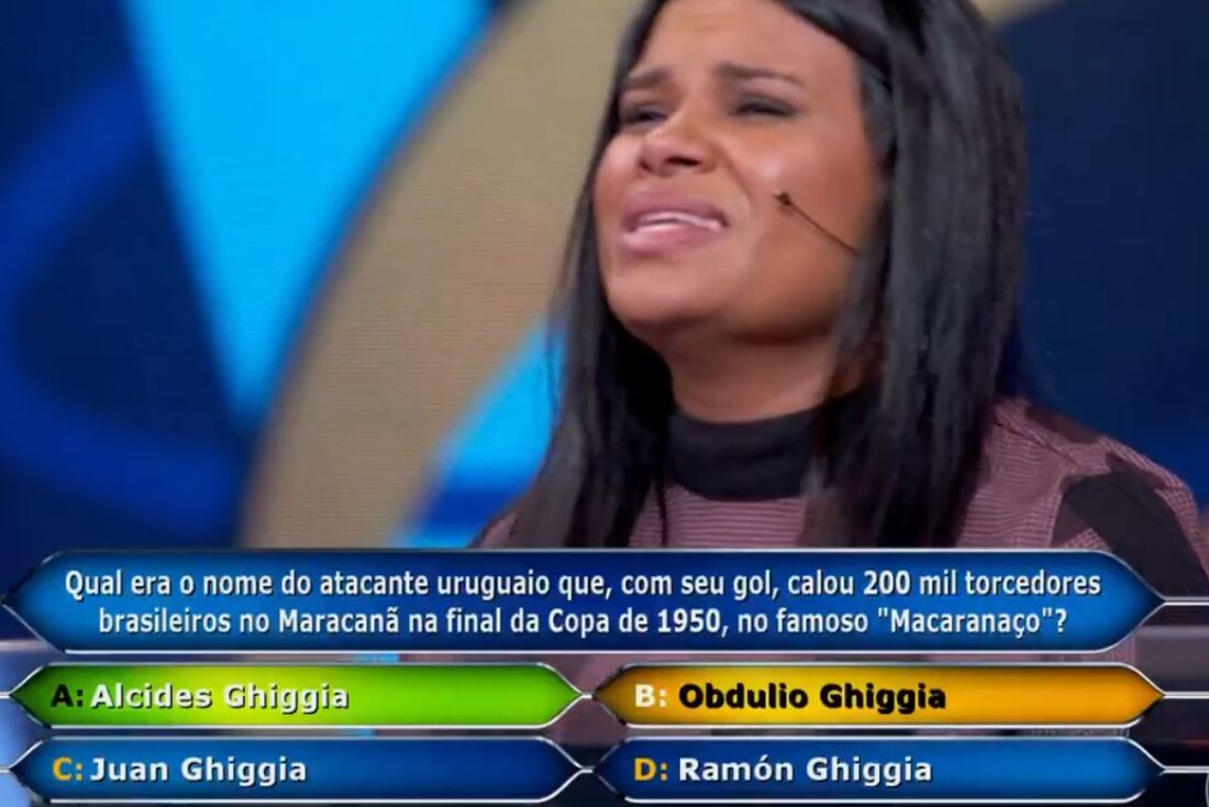 Eliza Feitoza acertou 14 questões, mas errou pergunta do milhão sobre Alcides Ghiggia