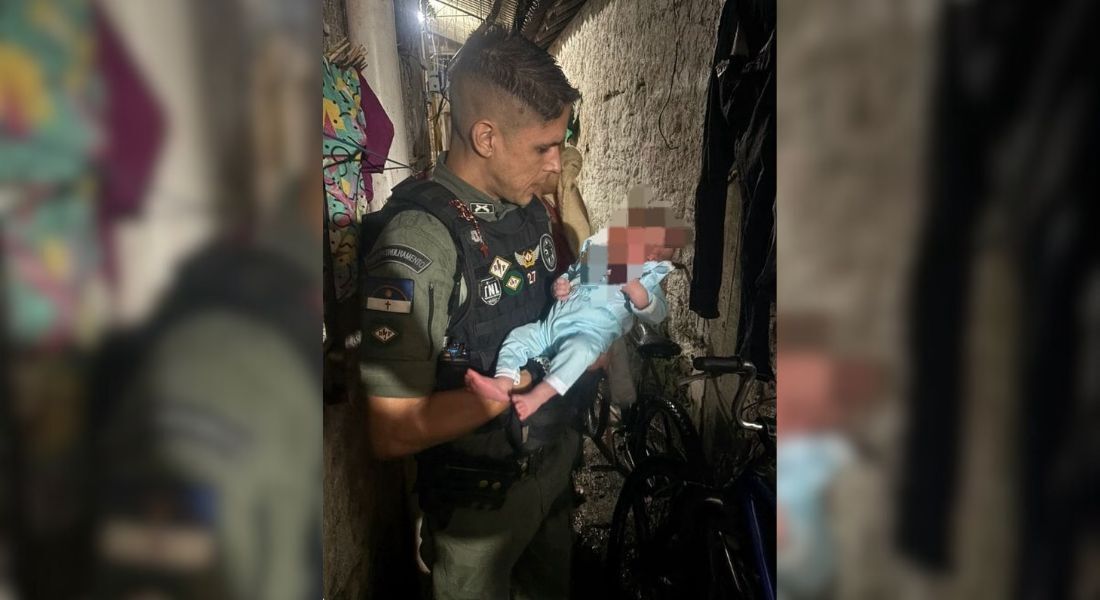 Cabo Vilela, que integra a equipe, realizou a manobra Heimlich, adaptada para recém-nascidos