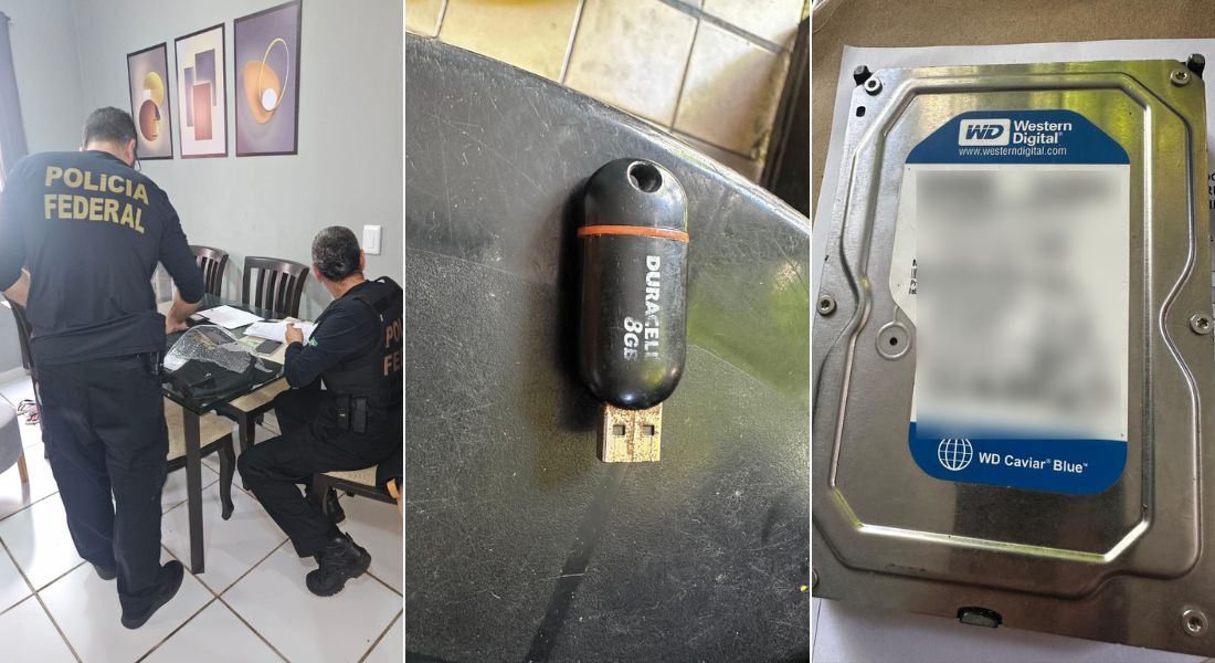 Materiais apreendidos pela Polícia Federal durante o cumprimento dos mandados