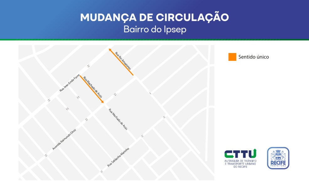 Mudança de circulação de trânsito no Ipsep, Recife