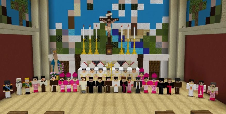 Tem até Conclave: imagem mostra "missa" de encerramento de processo que elegeu papa no jogo