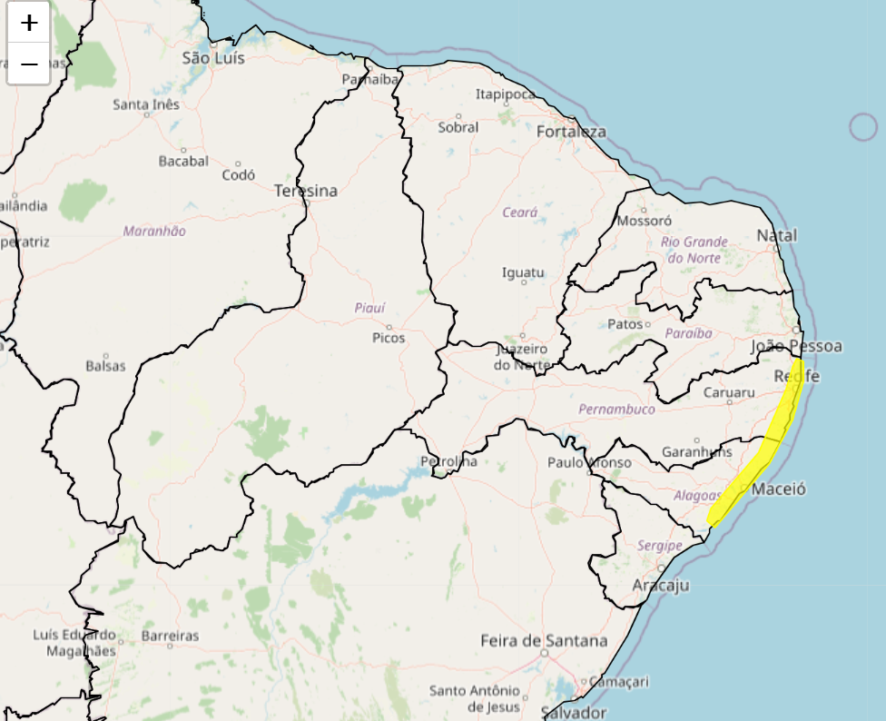 Comunicado aponta chuvas de até 50 milímetros