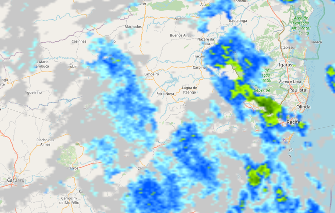 Município com maior acumulado de precipitações em 24 horas é Goiana, na Mata Norte