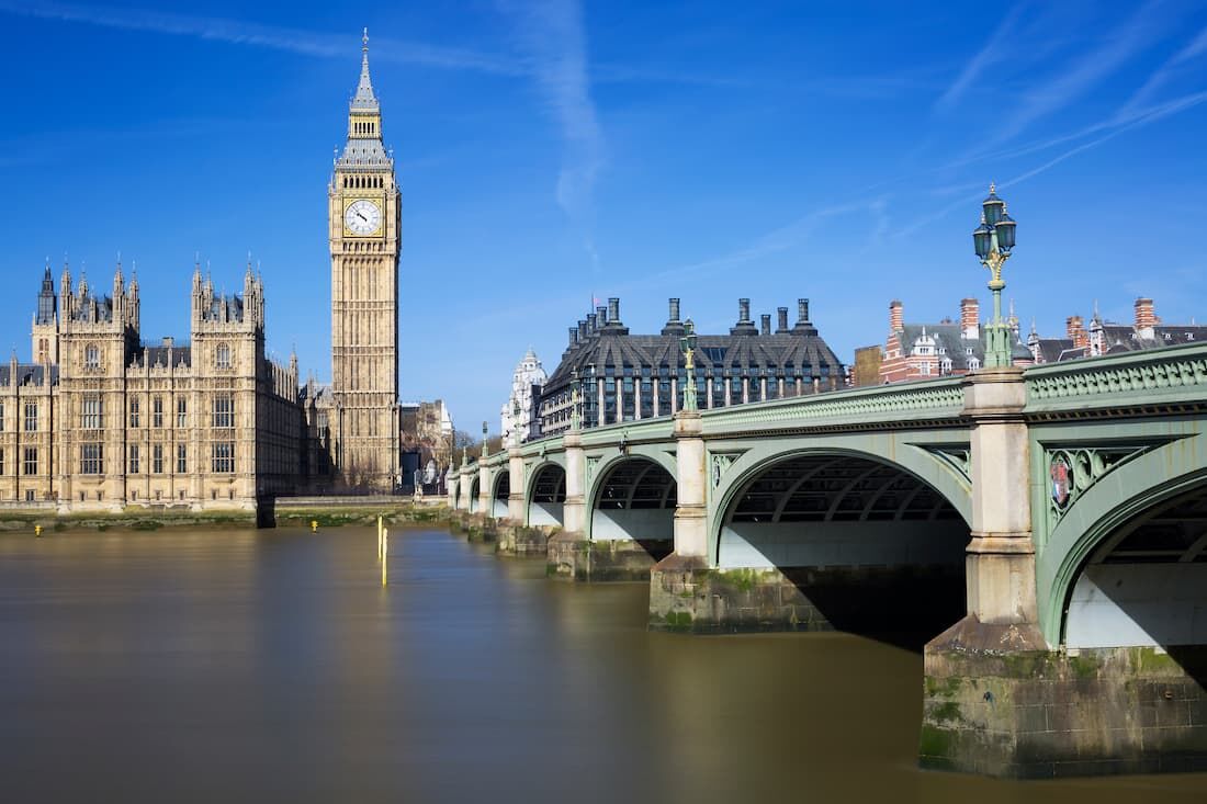 Vista do Big Ben e das Casas do Parlamento, em Londres, no Reino Unido