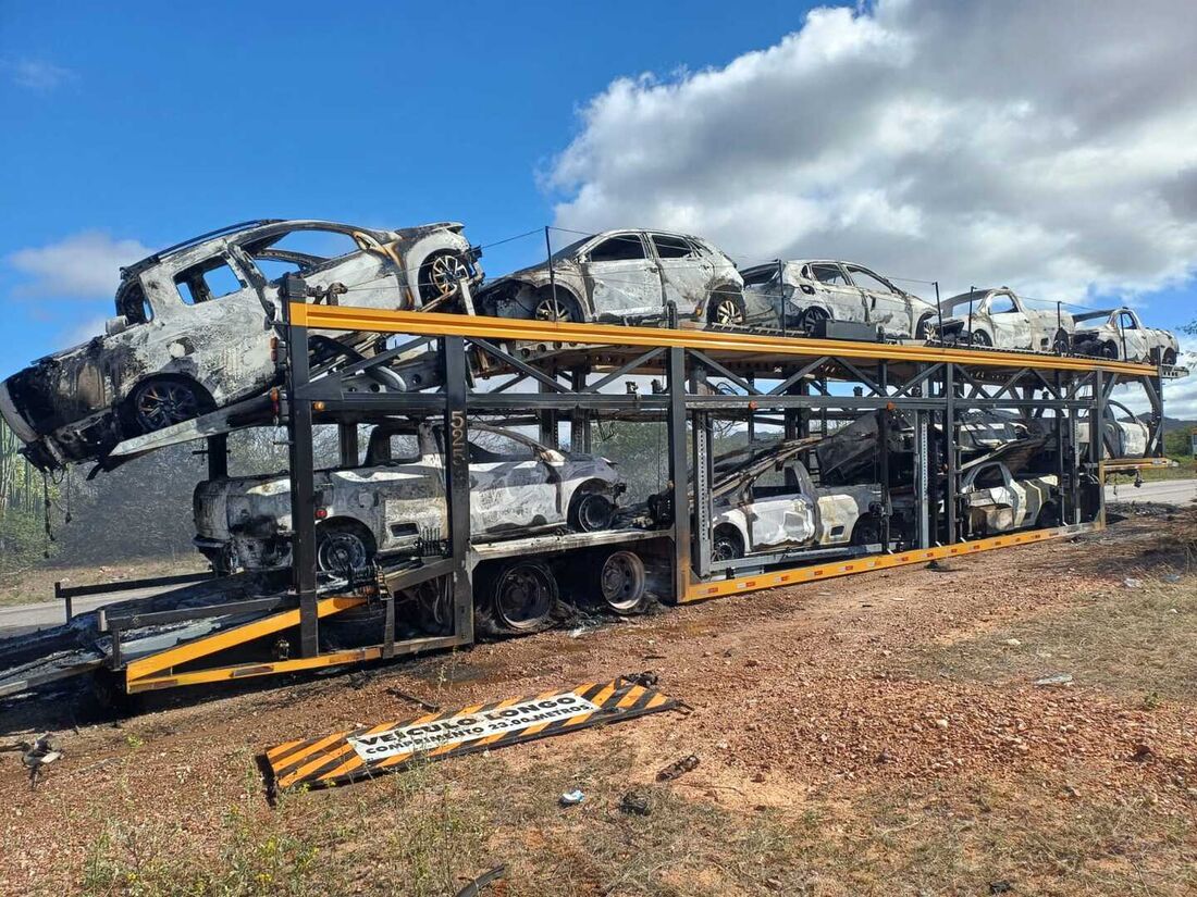 Motorista do caminhão-cegonha seguia pela via quando percebeu fumaça saindo do veículo