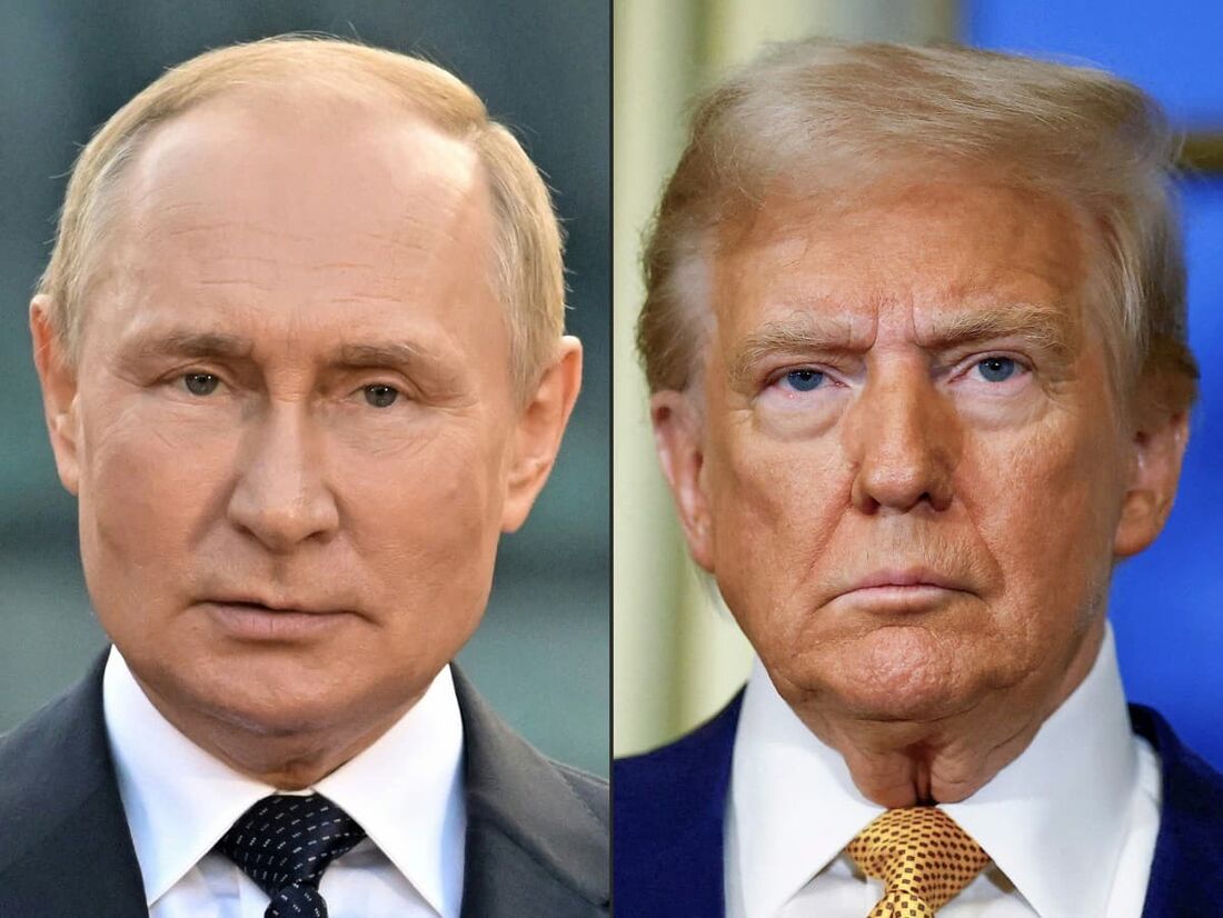 O presidente russo Vladimir Putin (E), e o presidente dos EUA, Donald Trump.