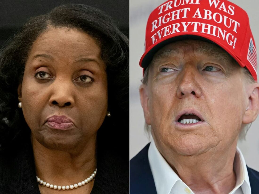 Lisa Cook, membro do Conselho de Governadores do Federal Reserve (Fed), e o presidente dos EUA, Donald Trump