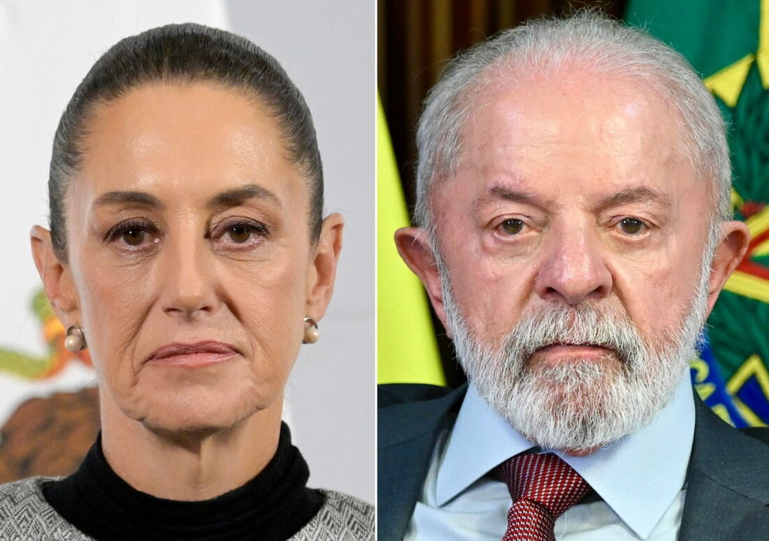 A presidente do México, Claudia Sheinbaum, e o presidente do Brasil, Luiz Inácio Lula da Silva.