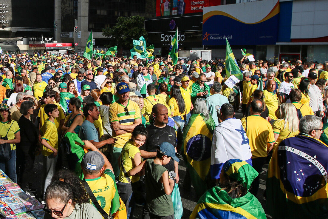 Ato de apoio a Jair Bolsonaro na avenida Paulista, em São Paulo