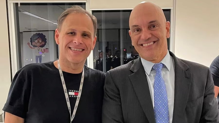 O perito criminal Eduardo Tagliaferro e o ministro do STF, Alexandre de Moraes