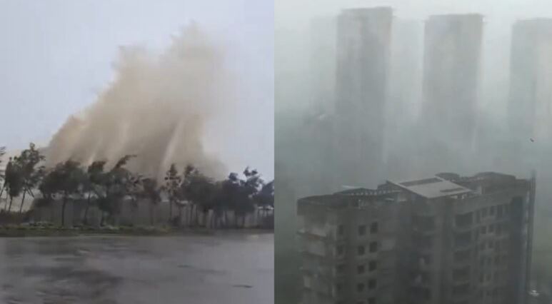 Registros da passagem do tufão Kajiki