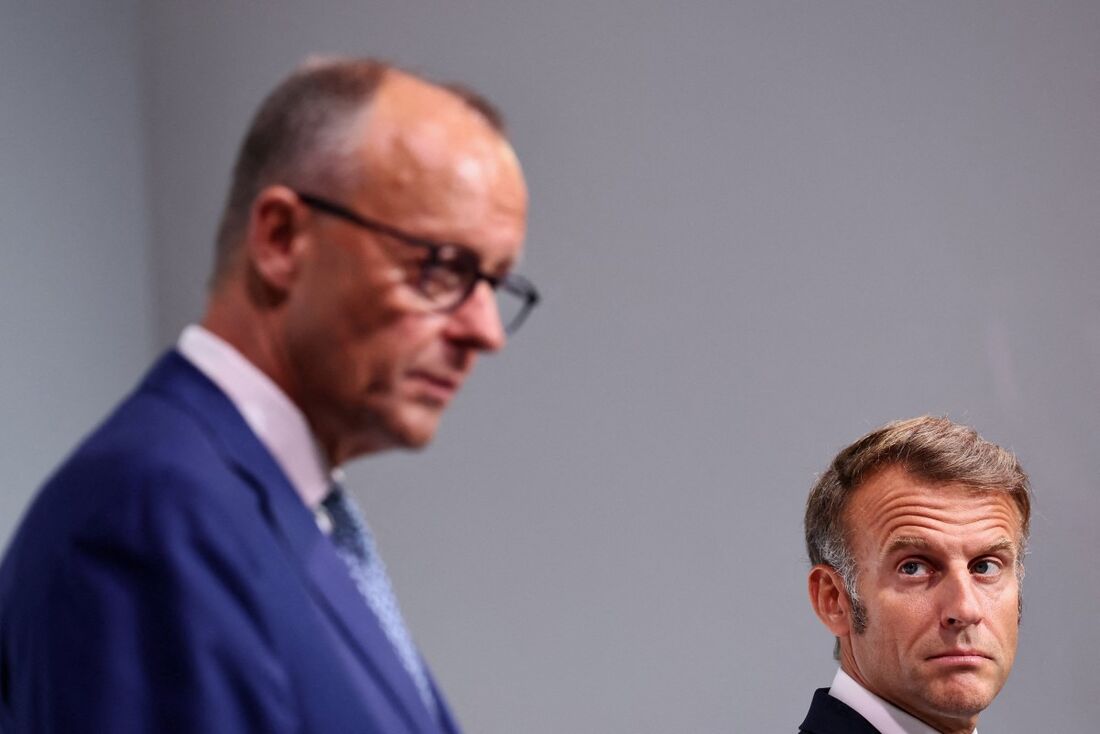 Chanceler alemão, Friedrich Merz e Presidente francês Emmanuel Macron