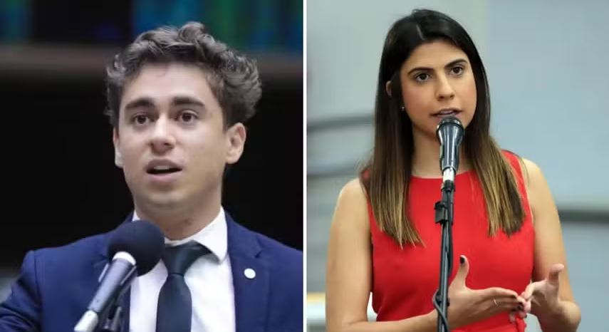 Os deputados federais Nikolas Ferreira (PL-MG) e Camila Jara (PT-MS) 