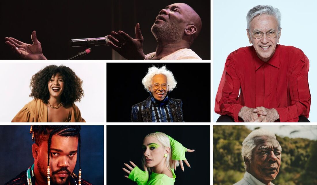 Lazzo Matumbi, Caetano Veloso, Josyara, Cátia de França, Amaro Freitas, Juliana Linhares e Mateus Aleluia