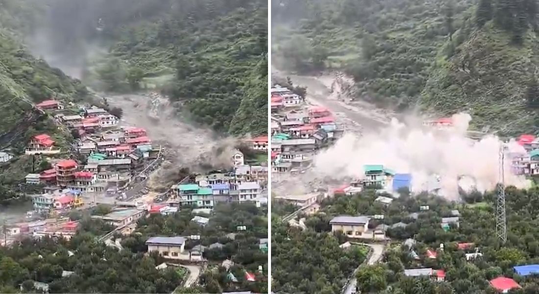 Gravações mostram uma forte torrente descendo rapidamente em direção à vila