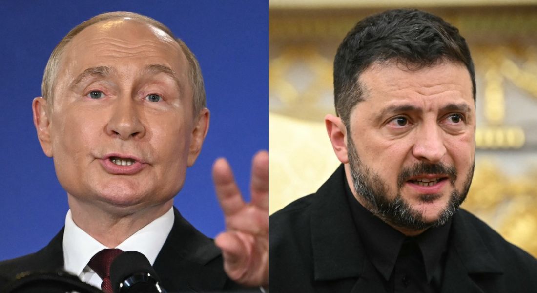 Putin e Zelensky, presidentes da Rússia e da Ucrânia
