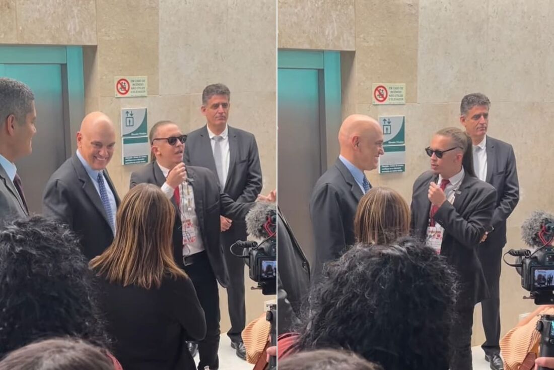 O ministro Alexandre de Moraes e o humorista Mizael.