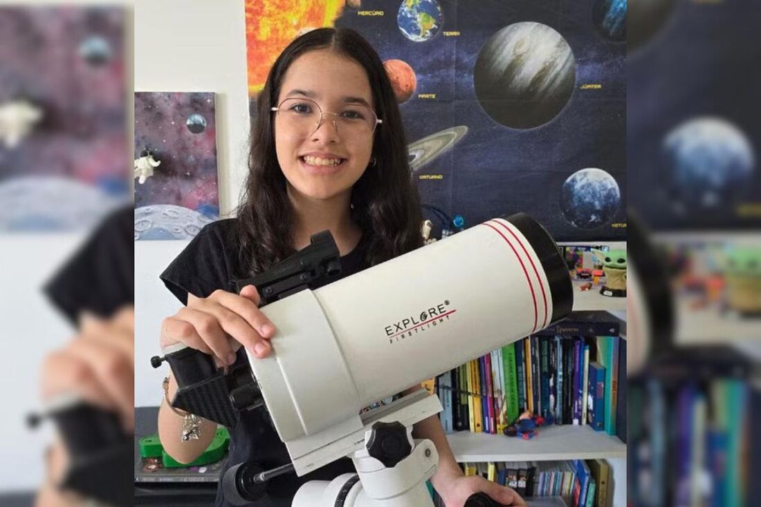 Nicole Oliveira Semião, de 12 anos, recebe homenagem e tem asteroide batizado com o seu nome. 