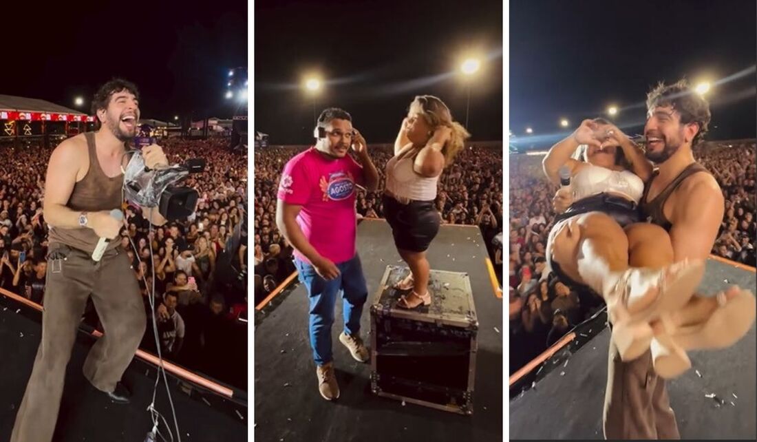 Momento em que Nattan oferece dinheiro para homem beijar mulher com nanismo