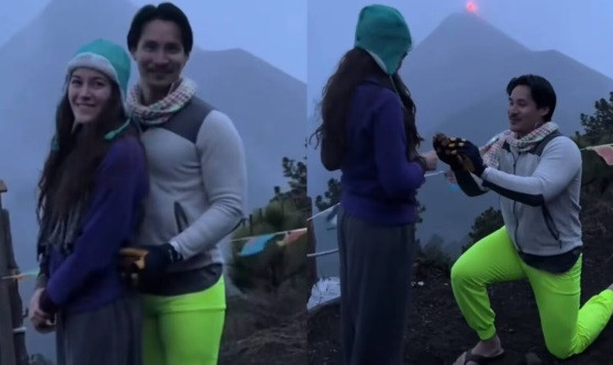 Pedido de casamento com vulcão entrando em erupção ao fundo viraliza 