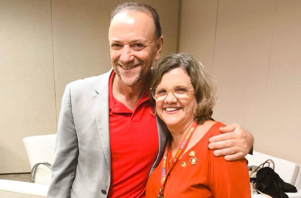 Presidente nacional do PT, Edinho Silva, e a senadora Teresa Leitão