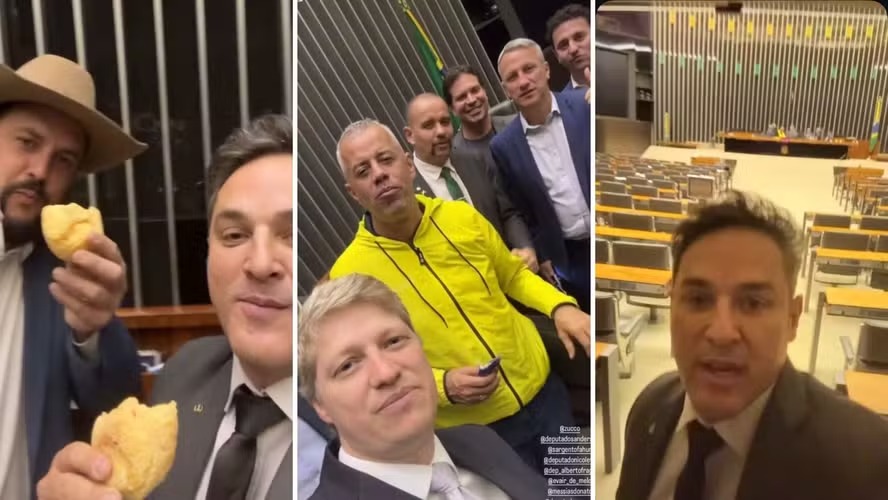 Deputados e senadores em obstrução nesta madrugada 