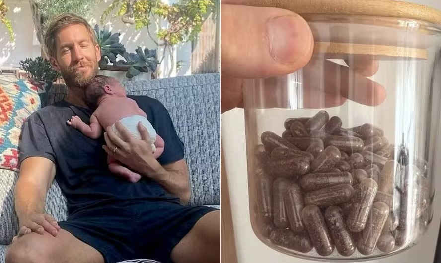 Calvin Harris com o filho Micah 