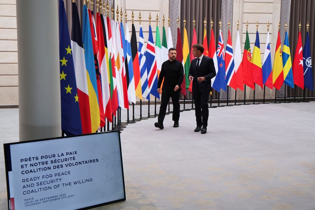 O presidente ucraniano, Volodimir Zelensky, se reunirá com seu homólogo francês, Emmanuel Macron, e os líderes que compõem a "coalizão dos voluntários"