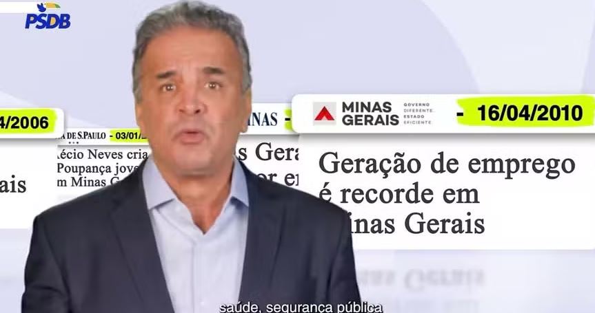 Aécio Neves critica gestão de Zema em propaganda eleitoral do PSDB em MG 