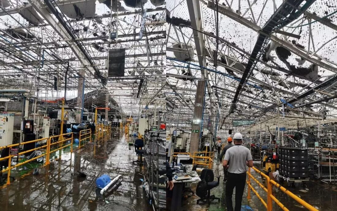 Fábrica da Toyota em Porto Feliz (SP) foi atingida pelos fortes ventos
