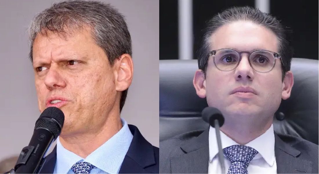 O governador de São Paulo, Tarcisio de Freitas e o presidente da Câmara dos Deputados, Hugo Motta