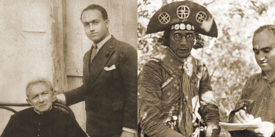 Benjamin Abrahão ao lado de padre Cícero Romão e de Lampião