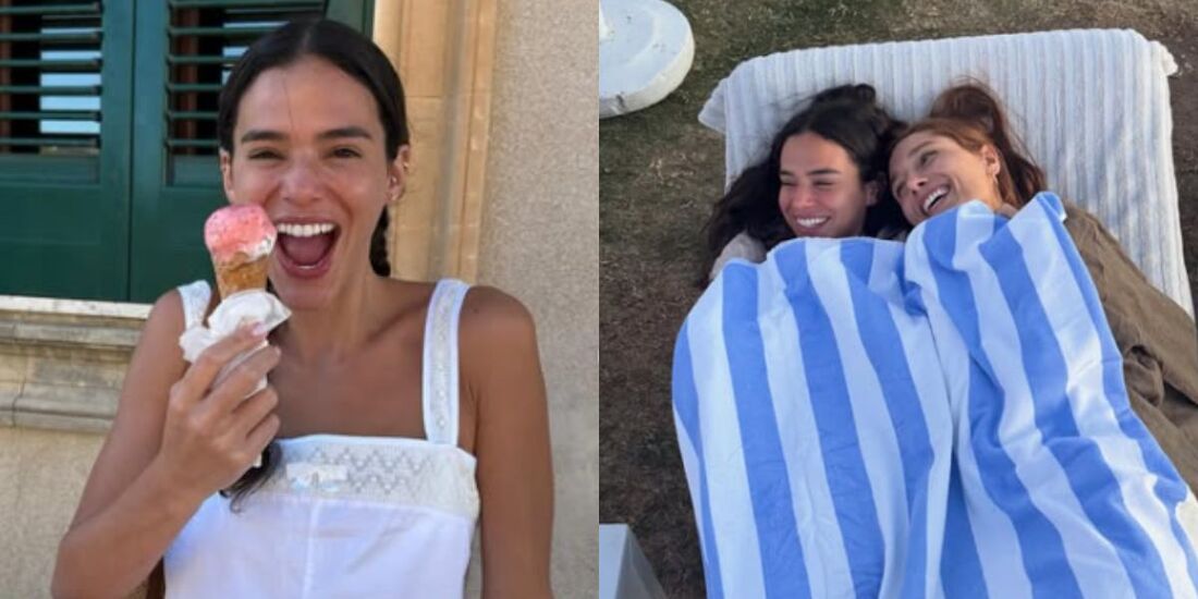 Bruna Marquezine viajou acompanhada do casal de amigos Sasha Meneghel e João Lucas