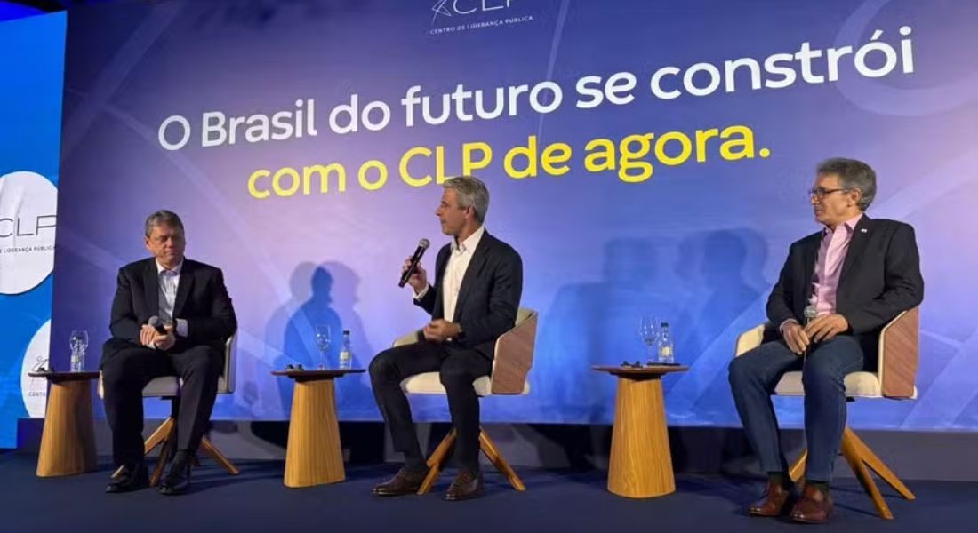 Tarcísio e Zema, em evento com Luiz Felipe D´Ávila 