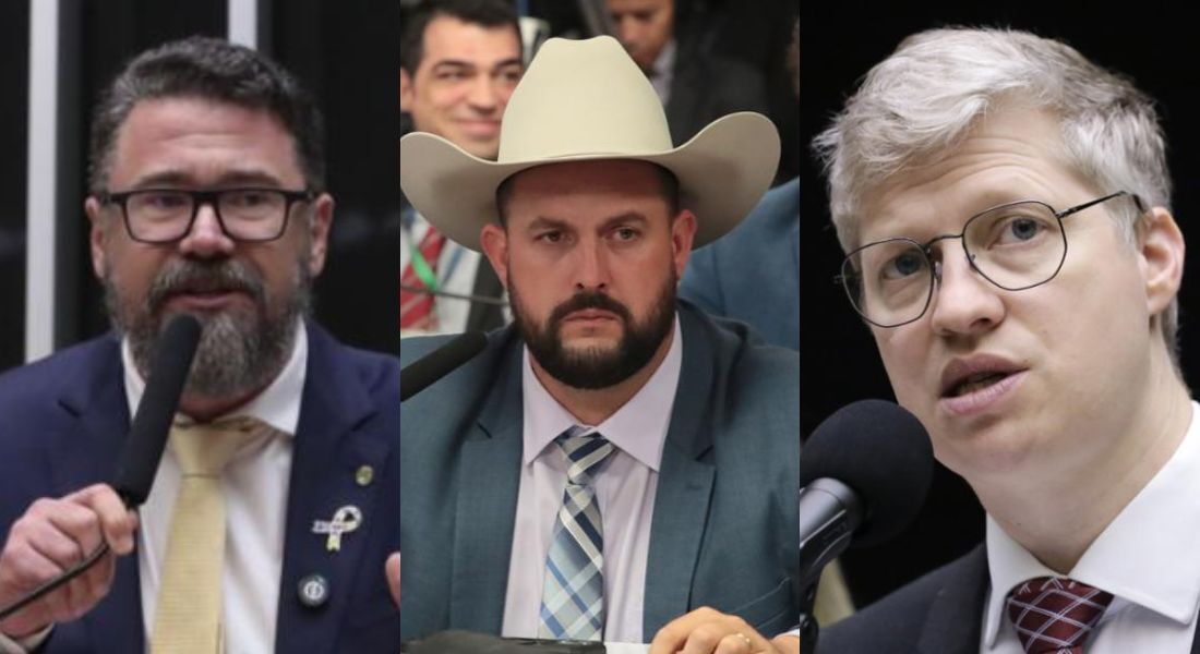Deputados Marcos Pollon (PL-MS), Zé Trovão (PL-SC) e Marcel Van Hattem (Novo-RS)