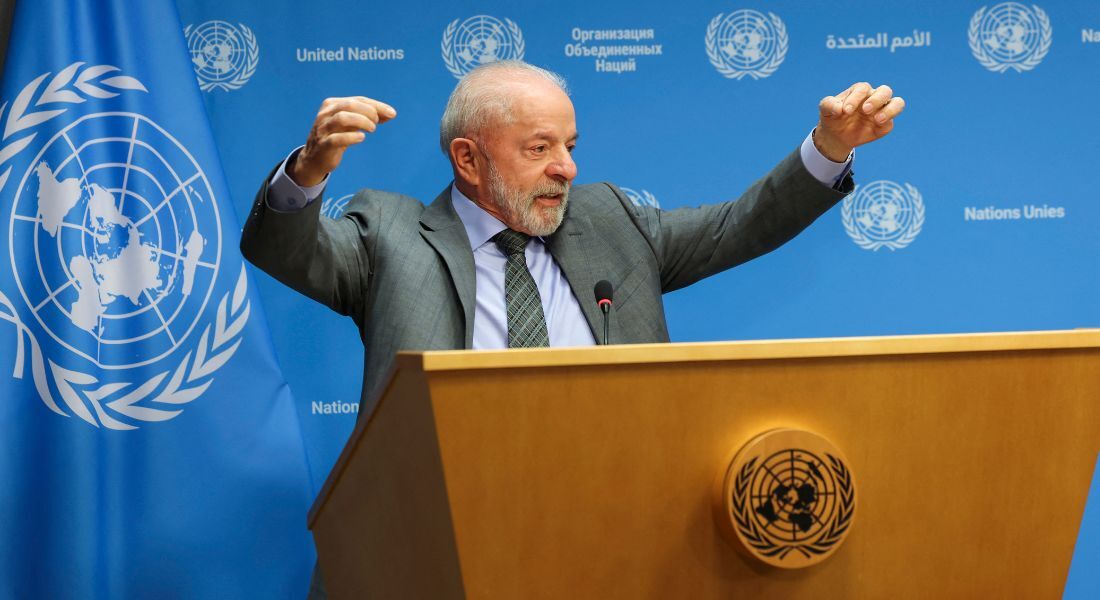 Lula em entrevista coletiva na ONU, em Nova York