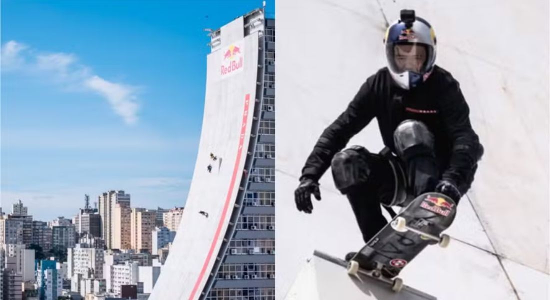 Sandro Dias, o Mineirinho, bate recorde ao descer 70m na maior rampa de skate do mundo