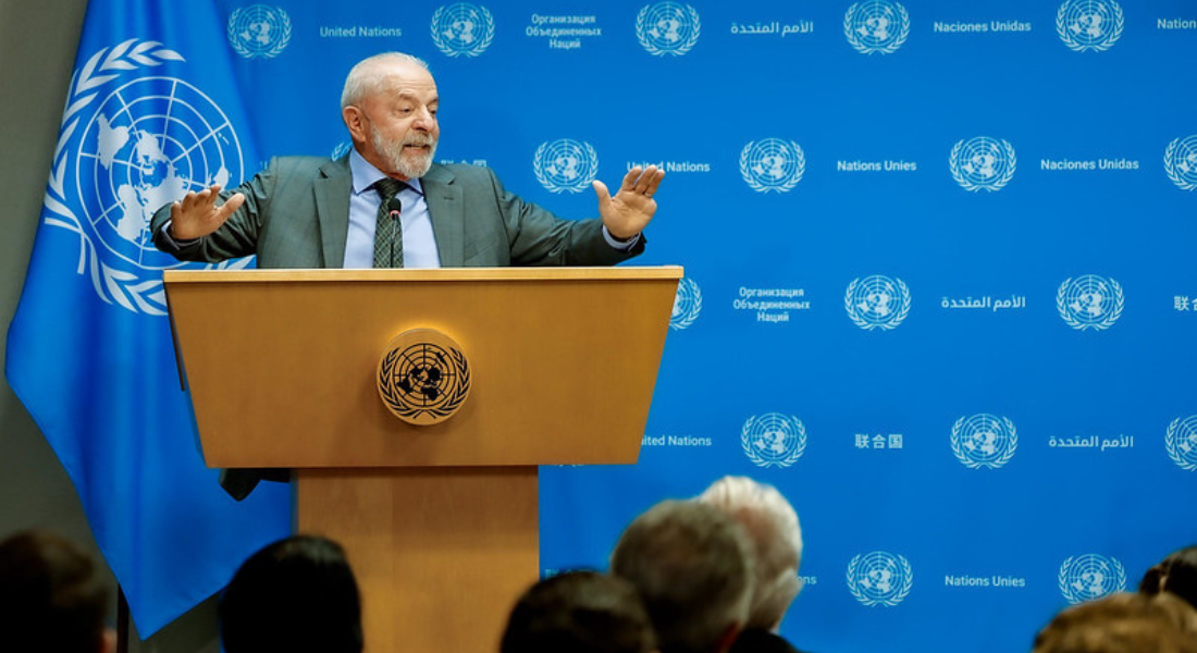 Lula em entrevista coletiva na sede da ONU, em Nova York